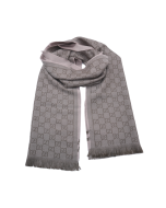 Gucci - Beige GG Monogram Half Web Wool Scarf