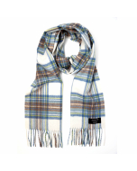 Gretna Green Cashmere Scarf in Muted Blue Stewart Tartan