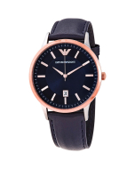 Emporio Armani Navy Leather Strap Mens Watch AR11187