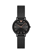 Emporio Armani Ladies Black Stainless Steel Mesh Watch