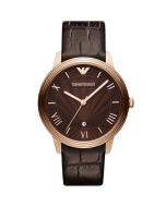 Emporio Armani Chronograph Brown Dial Brown Leather Strap Men's Watch