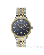 Emporio Armani Blue & Two Tone Stainless Steel Chronograph Mens Watch