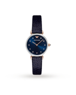 Emporio Armani Women's Crystal Leather Strap Watch, Navy