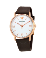 Emporio Armani Rose Gold Watch with Brown Strap