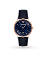 Emporio Armani Men's Leather Strap Watch - Navy
