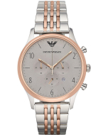 Emporio Armani Rose Gold and Stainless Steel Watch - Silver/Rose