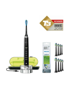 Philips Bundle: HX9351/52 DiamondClean Toothbrush in Black + HX6068/13 8 Pk Black Replacement Brush Heads 2019 Edition