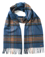 Hortons England 100% Lambswool 'Hexham' Scarf - Navy Check
