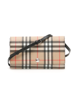 Burberry Ladies Continental E-Canvas Wallet with Vintage Check Pattern