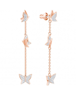 Swarovski Lilia Pierced Earrings, White, Rose Gold Plating