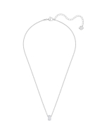Swarovski Stone Round Pendant, White, Rhodium Plating