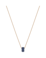 Swarovski Stone Round Pendant, Blue, Rose Gold Plating