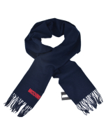MOSCHINO 100% Wool Long Scarf - Navy Blue