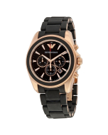 Emporio Armani Watches Black & Rose Gold Men's Silicon Chronograph Watch
