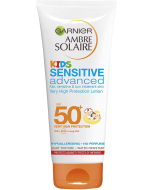 Garnier Ambre Solaire Kids Sensitive Water Resistant Sun Cream Protection Lotion SPF50+, No Fragrance No Purfume 200 ml