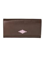 Pampeano 100% Leather Chica Continental Women Purse – Brown with Pink Diamond