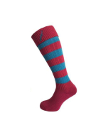 Hortons Ladies Long Sock Pink & Turquoise Stripe