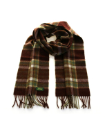 Glencroft 100% Premium Cashmere Scarf - Brown and Green Plaid