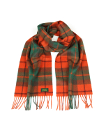 Glencroft 100% Cashmere Premium Scarf - Orange and Green Check
