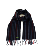Glencroft 100% Cashmere Premium Scarf - Navy and Red Stripe