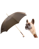 Pasotti Brown Luxury Umbrella with French Bulldog Handle