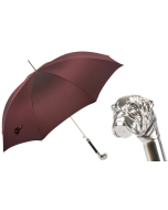 Pasotti Oxblood Luxury Umbrella with Silver Bulldog Handle