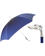 Pasotti Royal Blue Luxury Umbrella with Silver Greyhound Handle