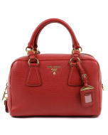 Prada Vitello Daino Handbag - Red