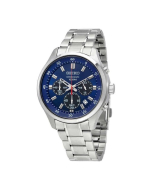 Seiko Blue Dial & Silver Stainless Steel Chronograph Watch