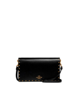 Coach Foldover Crossbody Clutch with Rivets - Black