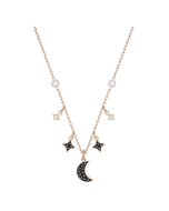 Swarovski Symbolic Moon Necklace, Black, Rose Gold Plating