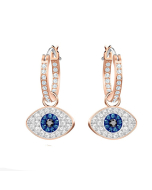 Swarovski Symbolic Evil Eye Hooped Earrings, Multi-Coloured, Rose Gold Plating