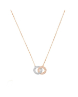 Swarovski Stone Double Necklace, Multi-Coloured, Rose Gold Plating