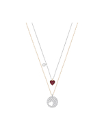 Swarovski Crystal Wishes Heart Pendant Set - Red/Mixed Plating