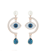 Swarovski Luckily Evil Eye Pierced Earrings, Multi-Coloured, Rose Gold Plating