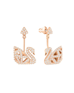 Swarovski Facet Swan Pierced Earrings - Rose Gold