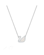 Swarovski Iconic Swan Micro Pearl Necklace, White, Rhodium Plating