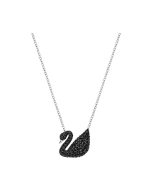 Swarovski Iconic Swan Pendant, Black, Rhodium Plating