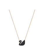 Swarovski Iconic Swan Pendant, Black, Rose Gold Plating
