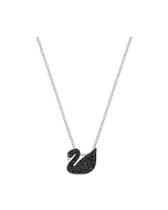 Swarovski Iconic Swan Small Pendant, Black, Rhodium Plating