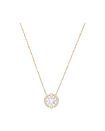 Swarovski Sparkling Dance Round Necklace, White, Rose Gold Plating