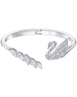 Swarovski Swan Lake Bangle, White, Rhodium Plating