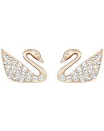 Swarovski Swan Mini Pierced Earrings, White, Rose Gold Plating