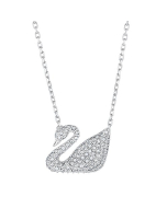 Swarovski Swan Necklace, White, Rhodium Plating