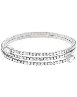 Swarovski Twisty Drop Bangle - White/Rhodium Plating
