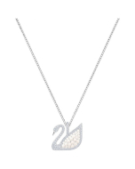 Swarovski Iconic Swan Micro Pearl Pendant, White, Rhodium Plating