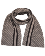 Gucci - Black/Beige GG Monogram Web Stripe Wool Scarf