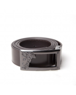 Versace Mens Leather Belt with Sliver Medusa Buckle - Dark Brown