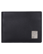 Versace Men's Sliver Metal Medusa Half Face Black Cross Pattern Leather Folding Wallet