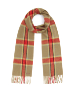 Hortons England - 100% Lambswool Checked Scarf - Red